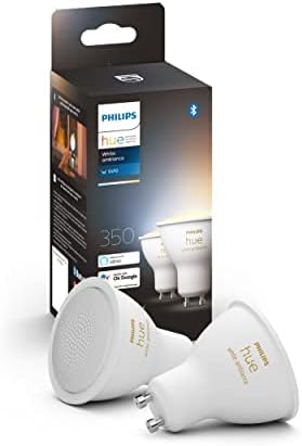 Philips Hue White Ambiance Smart Spotlight 3 Pack LED [GU10 Spotlight] - 350 Lumens (50W equivalent). Works with Alexa, Google Assistant and Apple Homekit