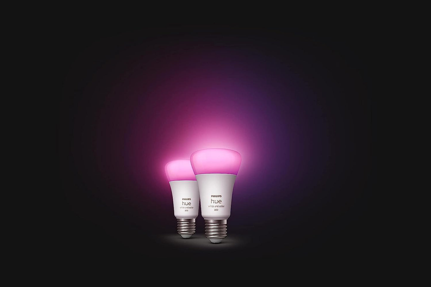 Philips Hue White and Colour Ambiance Smart Light Bulb 2 Pack 60W - 800 Lumen [E27 Edison Screw] With Bluetooth. Works with Alexa, Google Assistant and Apple Homekit