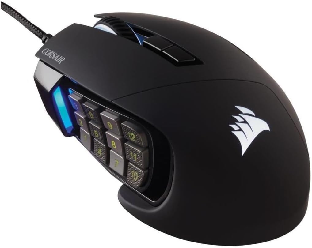 CORSAIR SCIMITAR RGB ELITE Wired MOBA/MMO Gaming Mouse – 18,000 DPI – 17 Programmable Buttons – iCUE Compatible – PC, Mac, PS5, PS4, Xbox – Black