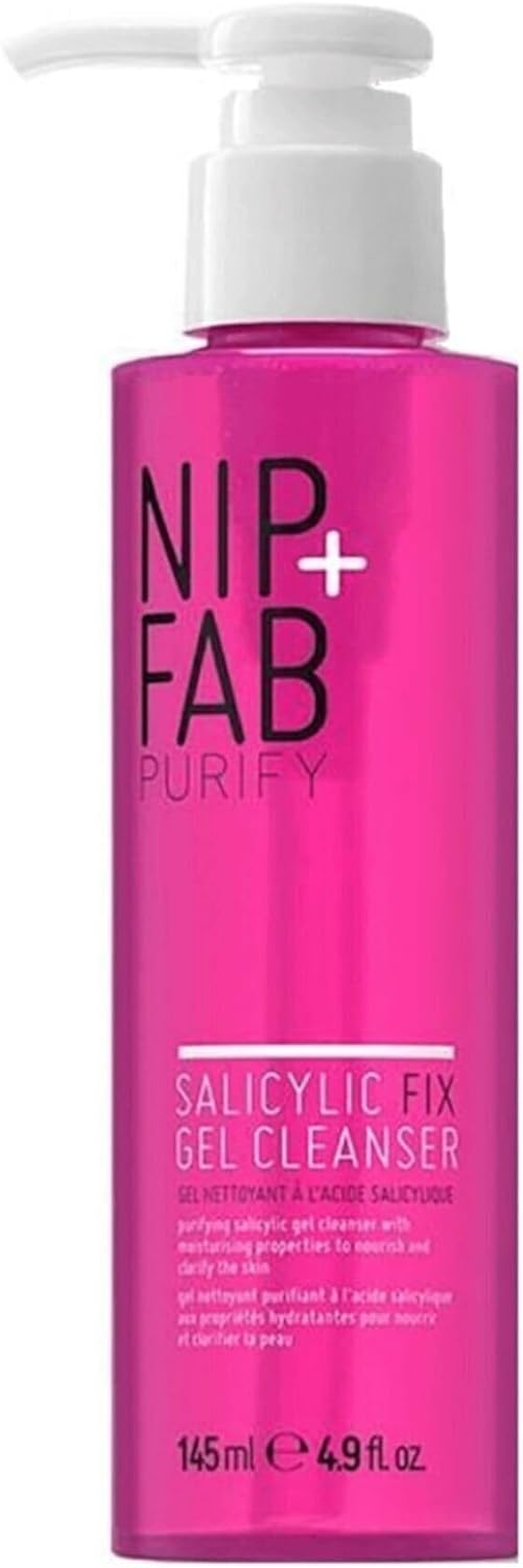 Nip + Fab Salicylic Fix Gel Face Cleanser with Niacinamide, Hydrating BHA Facial Cleansing Face Wash, 145 ml