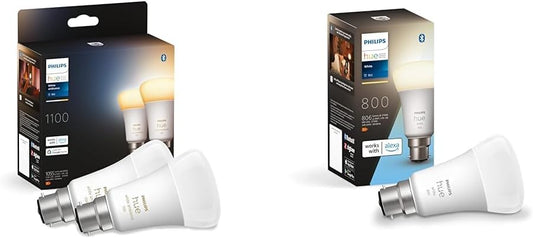 Philips Hue White & Colour Ambiance Smart Bulb Twin Pack LED [B22 Bayonet Cap] - 1100 Lumens (75W Equivalent). Works with Alexa, Google Assistant and Apple Homekit, 2 Count (Pack of 1)