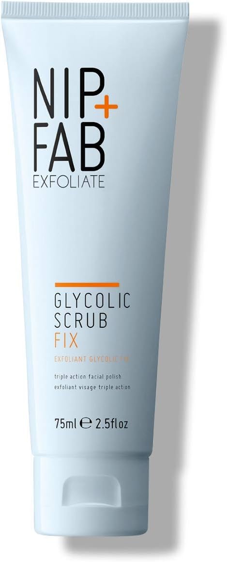 Nip + Fab Glycolic Acid Fix Face Scrub with Salicylic Acid, AHA/BHA Exfoliating Facial Cleanser Polish for Refining Pores Skin Brightening, 75 ml