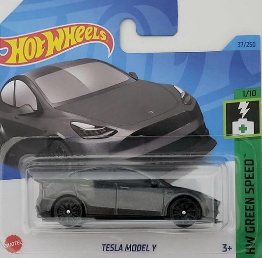 2023 Hot Wheels Tesla Model Y (Metallic Grey) 1/10 HW Green Speed 37/250 (Short Card) HKG28 2nd Colour