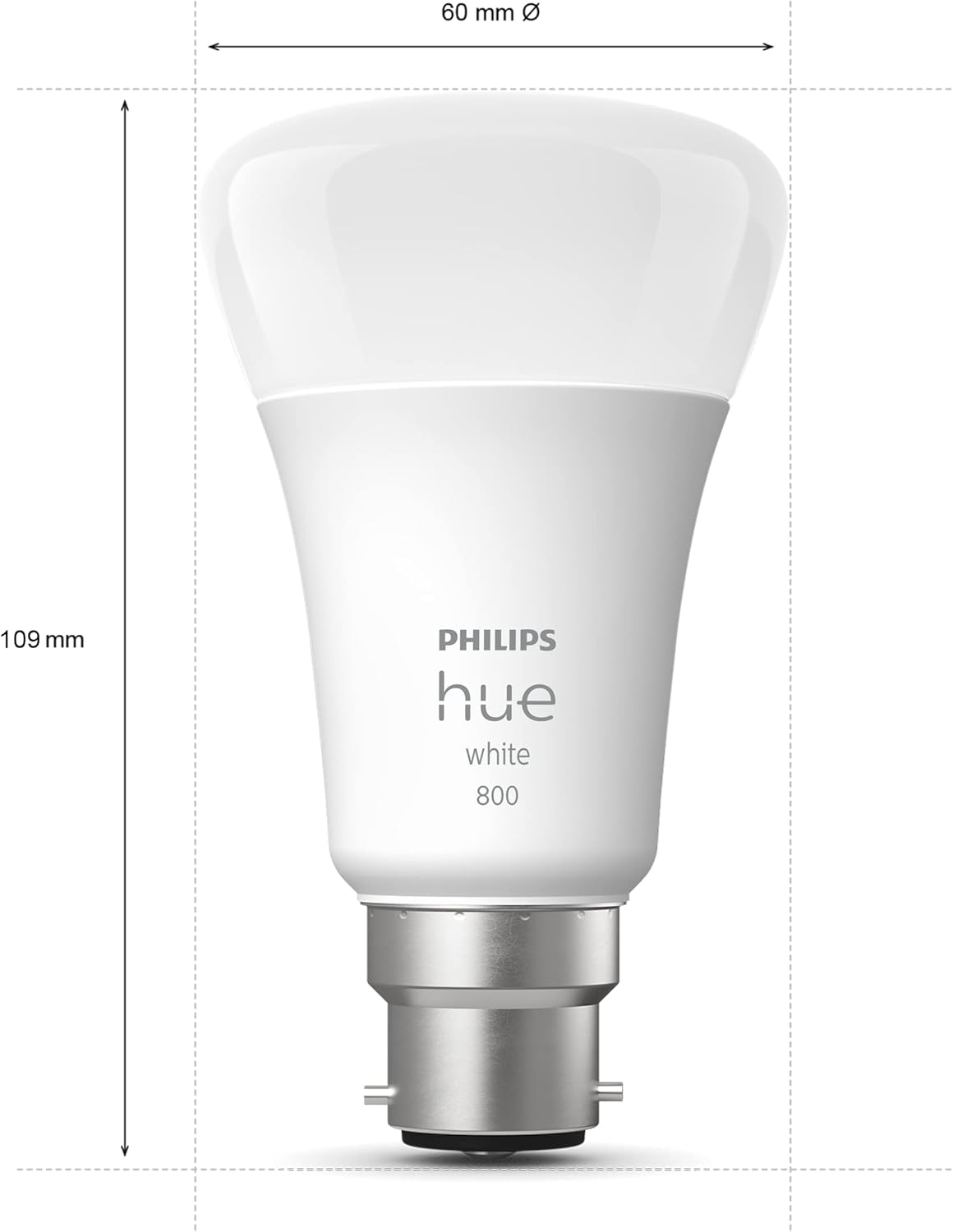 Philips Hue White LED Smart Light Bulb 1 Pack [B22 Bayonet Cap] Warm White - for Indoor Home Lighting, Compatible with Amazon Alexa Devices