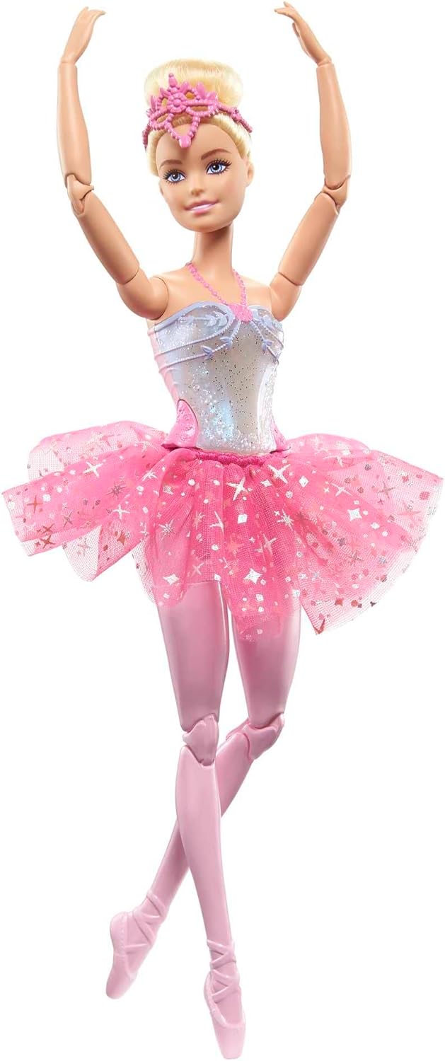 Barbie Dreamtopia Twinkle Lights Ballerina Doll with Blonde Hair & Light-Up Feature Wearing Royal Headband & Pink Tutu, HLC25