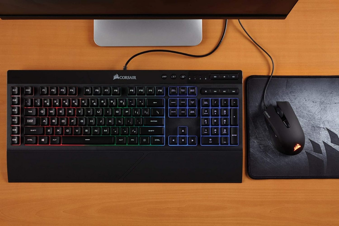 CORSAIR K55 RGB PRO Membrane Wired Gaming Keyboard – IP42 Dust and Spill-Resistant – 6 Macro Keys with Elgato Integration – iCUE Compatible – QWERTY UK – PC, Mac, Xbox – Black