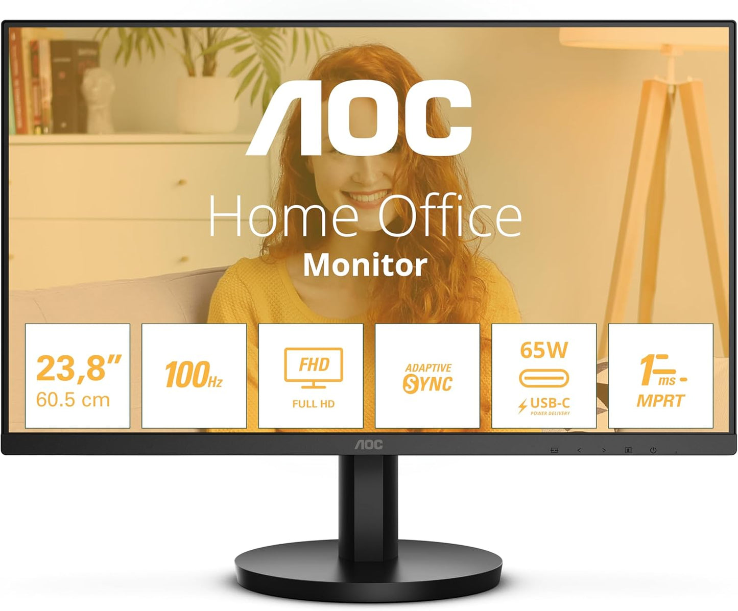 AOC 23.8 Inch 24B3HM/01 Monitor | 1920 x 1080 | 75Hz | FreeSync, Low Blue light, Flicker Free, Frameless design | 250 cd/m | HDMI, VGA