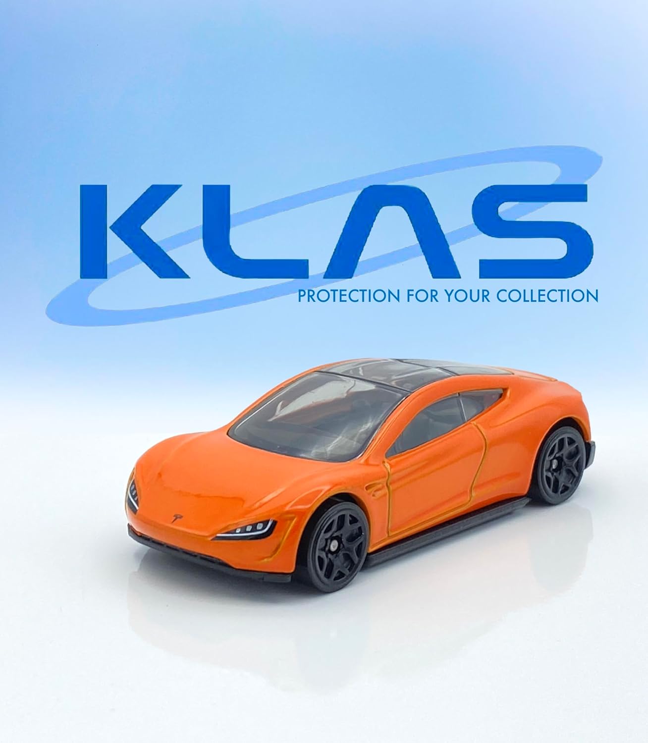 Hot Wheels Tesla Roadster (Orange) 9/10 Then and Now - 2023-249/250 (Short Card) - COMES IN A KLAS CAR KEEPER PROTECTIVE COLLECTORS CASE - HKJ47