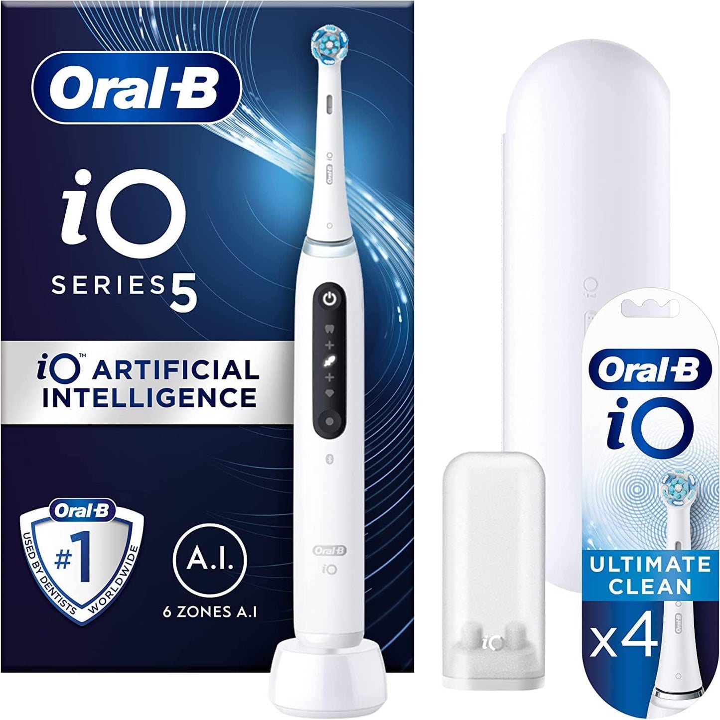 Oral-B iO5 Electric Toothbrushes For Adults, 1 Toothbrush Head & Travel Case, 5 Modes With Teeth Whitening, UK 2 Pin Plug, Pink