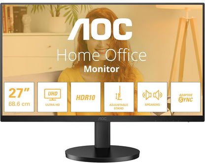 AOC 23.8 Inch 24B3HM/01 Monitor | 1920 x 1080 | 75Hz | FreeSync, Low Blue light, Flicker Free, Frameless design | 250 cd/m | HDMI, VGA