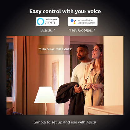 Philips Hue White and Colour Ambiance Smart Light Bulb 2 Pack 75W - 1100 Lumen [E27 Edison Screw] With Bluetooth. Works with Alexa, Google Assistant and Apple Homekit