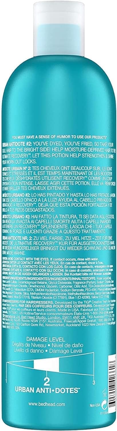 Bed Head by TIGI | Recovery Shampoo and Conditioner Set | Professional Moisturising Hair Repair Treatment | Ideal For Dry And Damaged Hair | 750 ml ( Pack of 2)