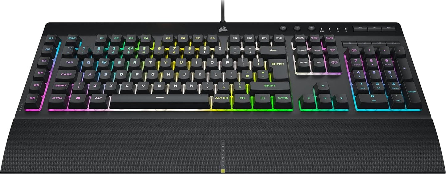 CORSAIR K55 RGB PRO Membrane Wired Gaming Keyboard – IP42 Dust and Spill-Resistant – 6 Macro Keys with Elgato Integration – iCUE Compatible – QWERTY UK – PC, Mac, Xbox – Black