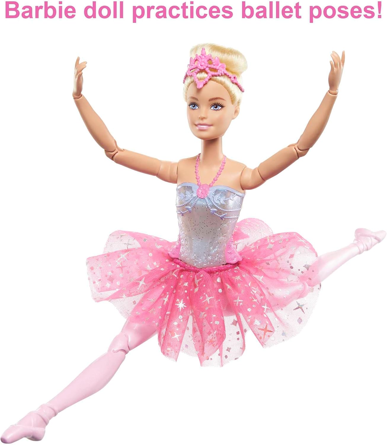 Barbie Dreamtopia Twinkle Lights Ballerina Doll with Blonde Hair & Light-Up Feature Wearing Royal Headband & Pink Tutu, HLC25