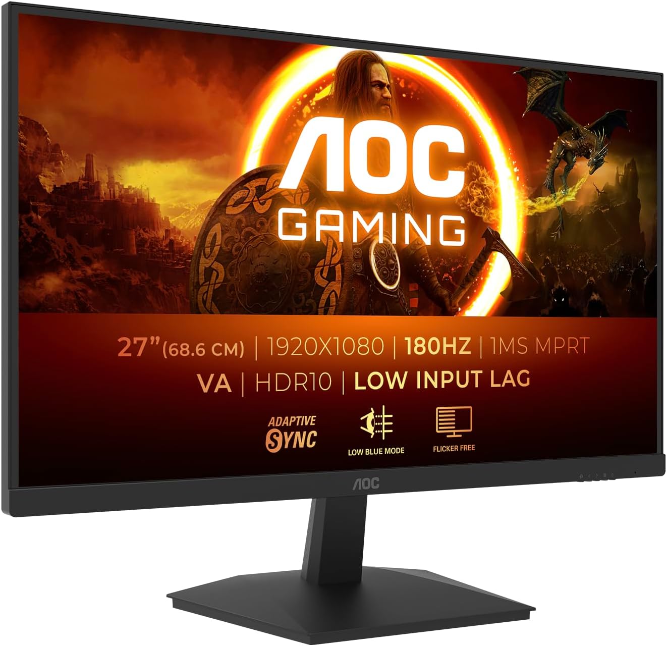 AOC 23.8 Inch 24B3HM/01 Monitor | 1920 x 1080 | 75Hz | FreeSync, Low Blue light, Flicker Free, Frameless design | 250 cd/m | HDMI, VGA