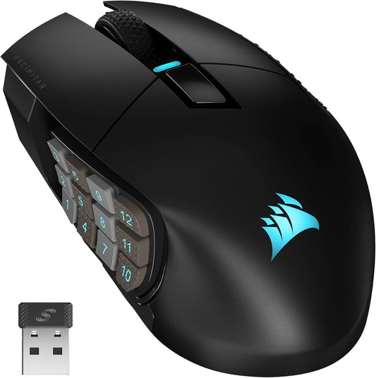 CORSAIR SCIMITAR RGB ELITE Wired MOBA/MMO Gaming Mouse – 18,000 DPI – 17 Programmable Buttons – iCUE Compatible – PC, Mac, PS5, PS4, Xbox – Black