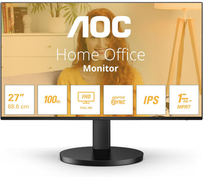 AOC 23.8 Inch 24B3HM/01 Monitor | 1920 x 1080 | 75Hz | FreeSync, Low Blue light, Flicker Free, Frameless design | 250 cd/m | HDMI, VGA