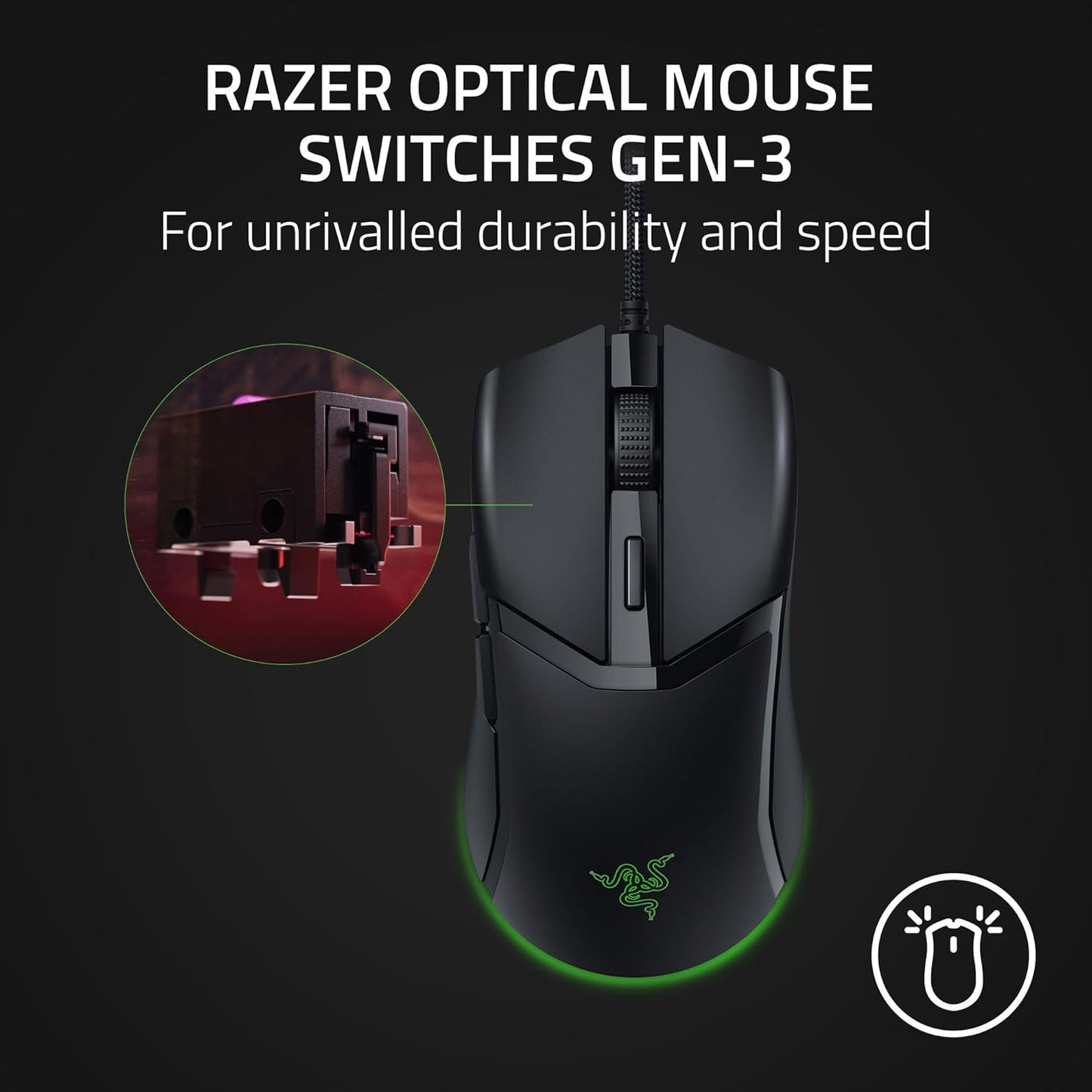 Razer Cobra - Lightweight Wired Gaming Mouse Chroma RGB (57g Lightweight Design, Optical Mouse Switches Gen-3, Chroma Lighting with Gradient Underglow, Precise Sensor Adjustments) Black