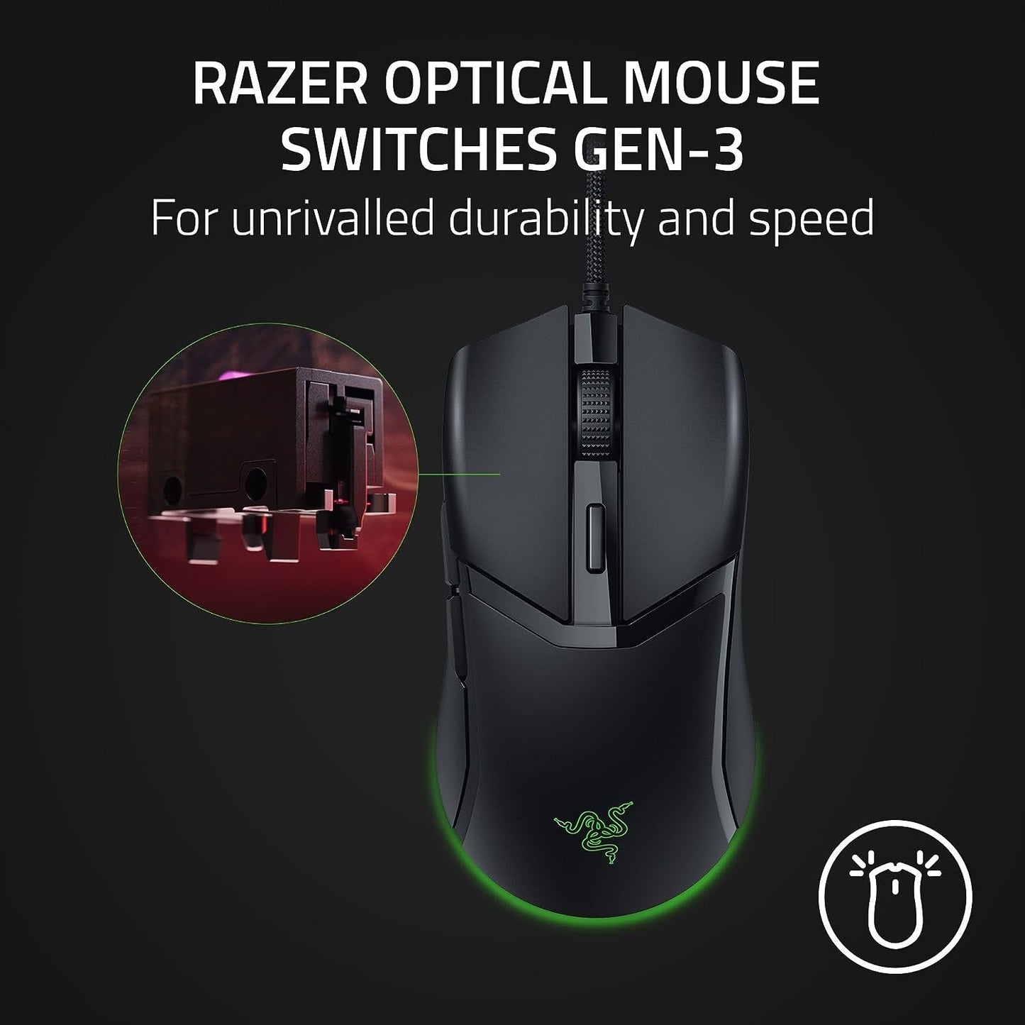 Razer Cobra - Lightweight Wired Gaming Mouse Chroma RGB (57g Lightweight Design, Optical Mouse Switches Gen-3, Chroma Lighting with Gradient Underglow, Precise Sensor Adjustments) Black