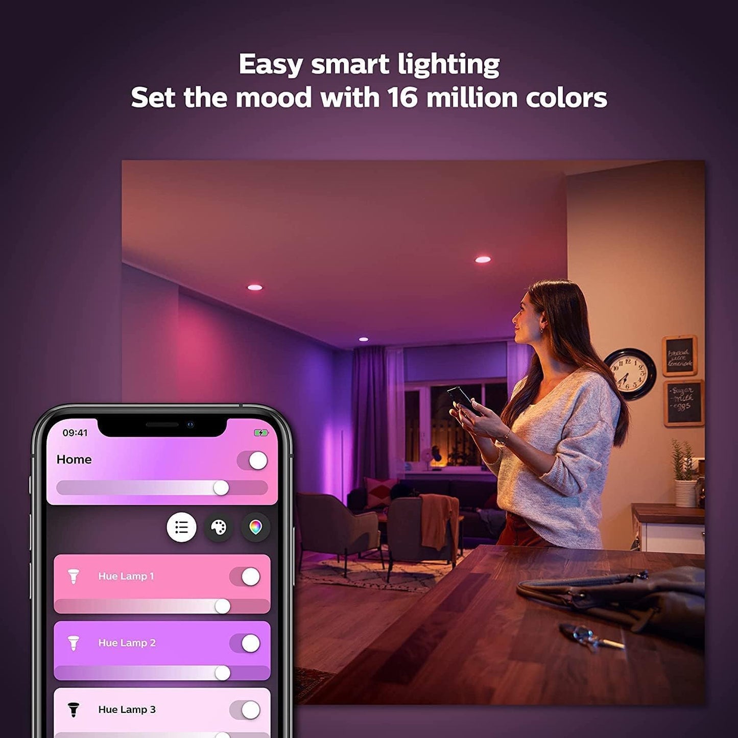 Philips Hue White & Colour Ambiance Smart Bulb Twin Pack LED [B22 Bayonet Cap] - 1100 Lumens (75W Equivalent). Works with Alexa, Google Assistant and Apple Homekit, 2 Count (Pack of 1)