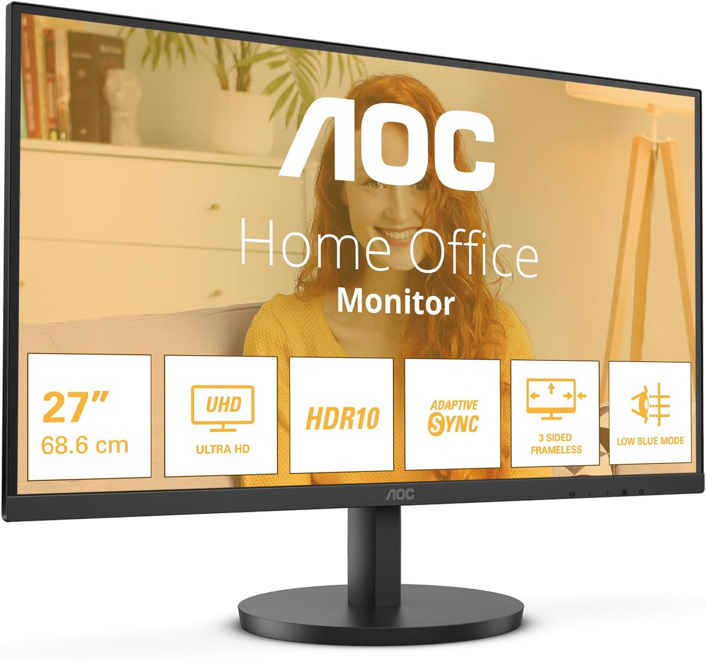 AOC 23.8 Inch 24B3HM/01 Monitor | 1920 x 1080 | 75Hz | FreeSync, Low Blue light, Flicker Free, Frameless design | 250 cd/m | HDMI, VGA