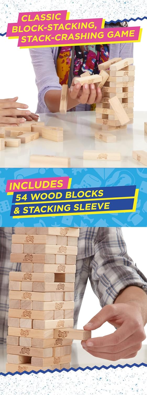 Hasbro Gaming Jenga Classic, Children's game that promotes reaction speed from 6 years