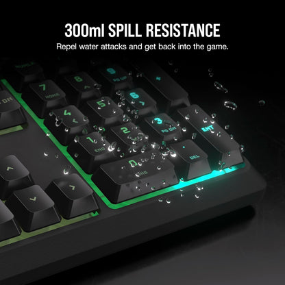 CORSAIR K55 RGB PRO Membrane Wired Gaming Keyboard – IP42 Dust and Spill-Resistant – 6 Macro Keys with Elgato Integration – iCUE Compatible – QWERTY UK – PC, Mac, Xbox – Black