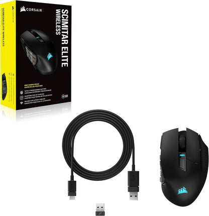 CORSAIR SCIMITAR RGB ELITE Wired MOBA/MMO Gaming Mouse – 18,000 DPI – 17 Programmable Buttons – iCUE Compatible – PC, Mac, PS5, PS4, Xbox – Black