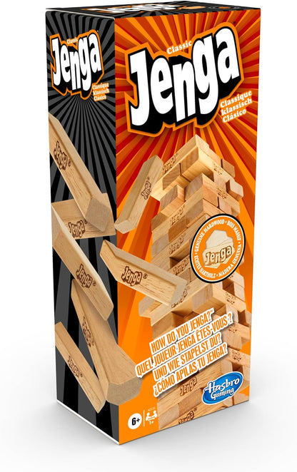 Hasbro Gaming Jenga Classic, Children's game that promotes reaction speed from 6 years