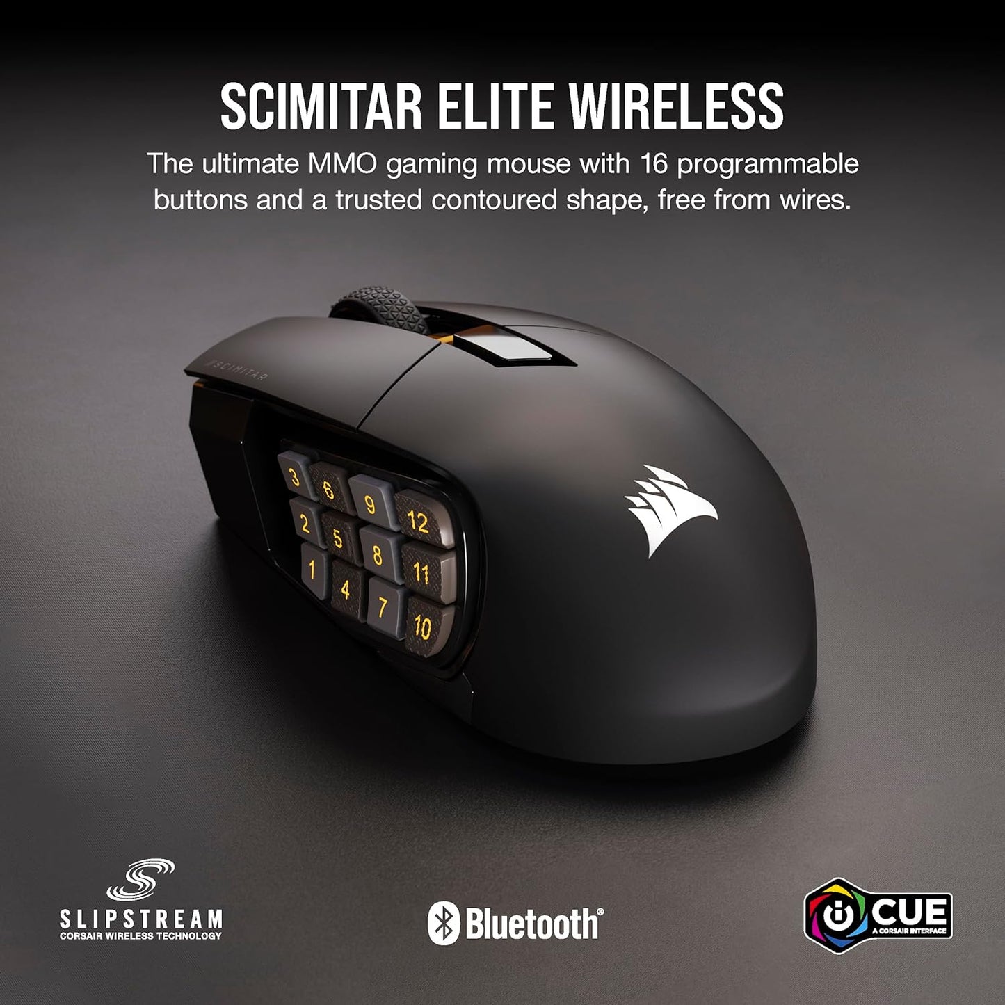 CORSAIR SCIMITAR RGB ELITE Wired MOBA/MMO Gaming Mouse – 18,000 DPI – 17 Programmable Buttons – iCUE Compatible – PC, Mac, PS5, PS4, Xbox – Black