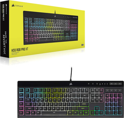 Corsair K55 CORE RGB Membrane Wired Gaming Keyboard – Quiet, Responsive Switches – Spill Resistance – Ten-Zone RGB – Media Keys – iCUE Compatible – QWERTY UK – PC, Mac – Black