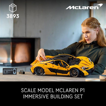 LEGO Technic McLaren P1 Hypercar Building Set, Scale Model Car Kit for Adults to Build, Collectible Vehicle with V8 Piston Engine and 7-Speed Gearbox, Gift for Men, Women, Him or Her 42172