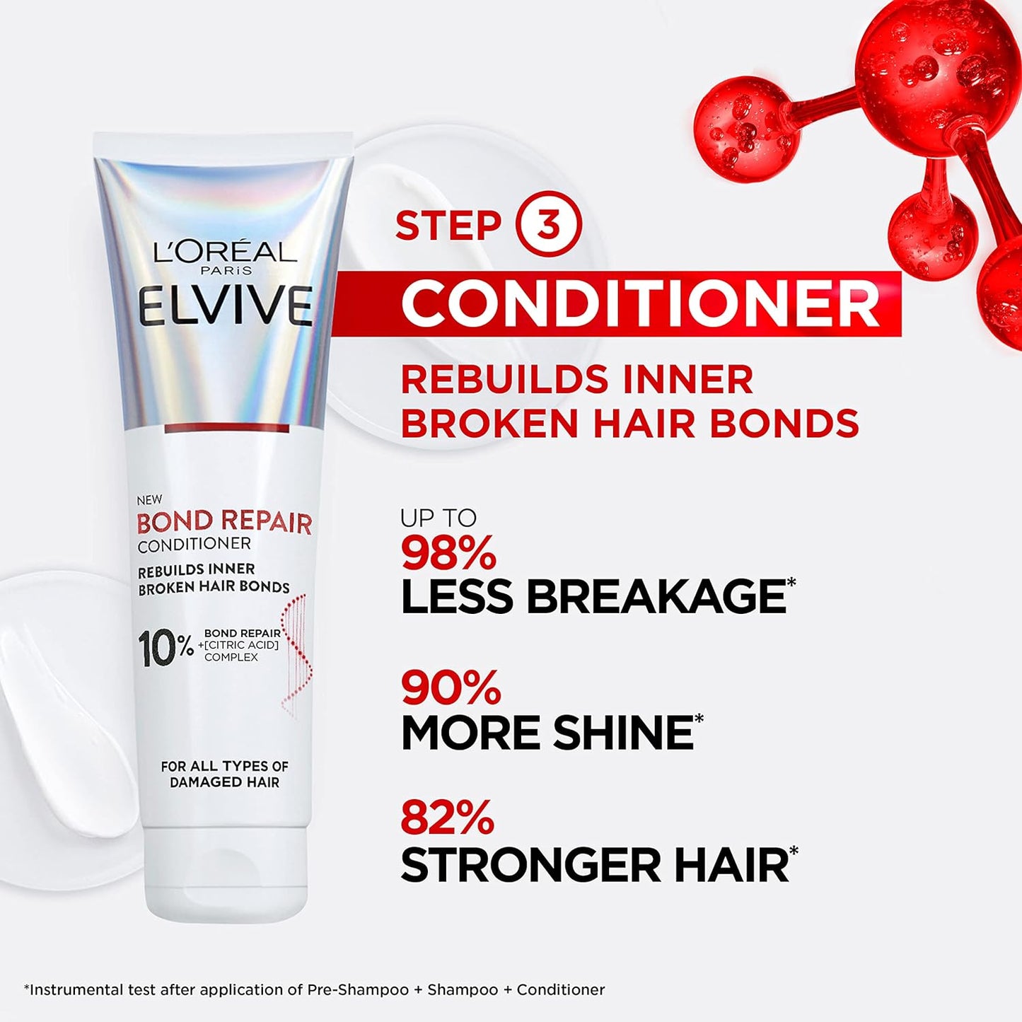 L'Oreal Paris Elvive Bond Repair Conditioner, for Damaged Hair, for Deep Repair, Bonding Hair Care, 150ml