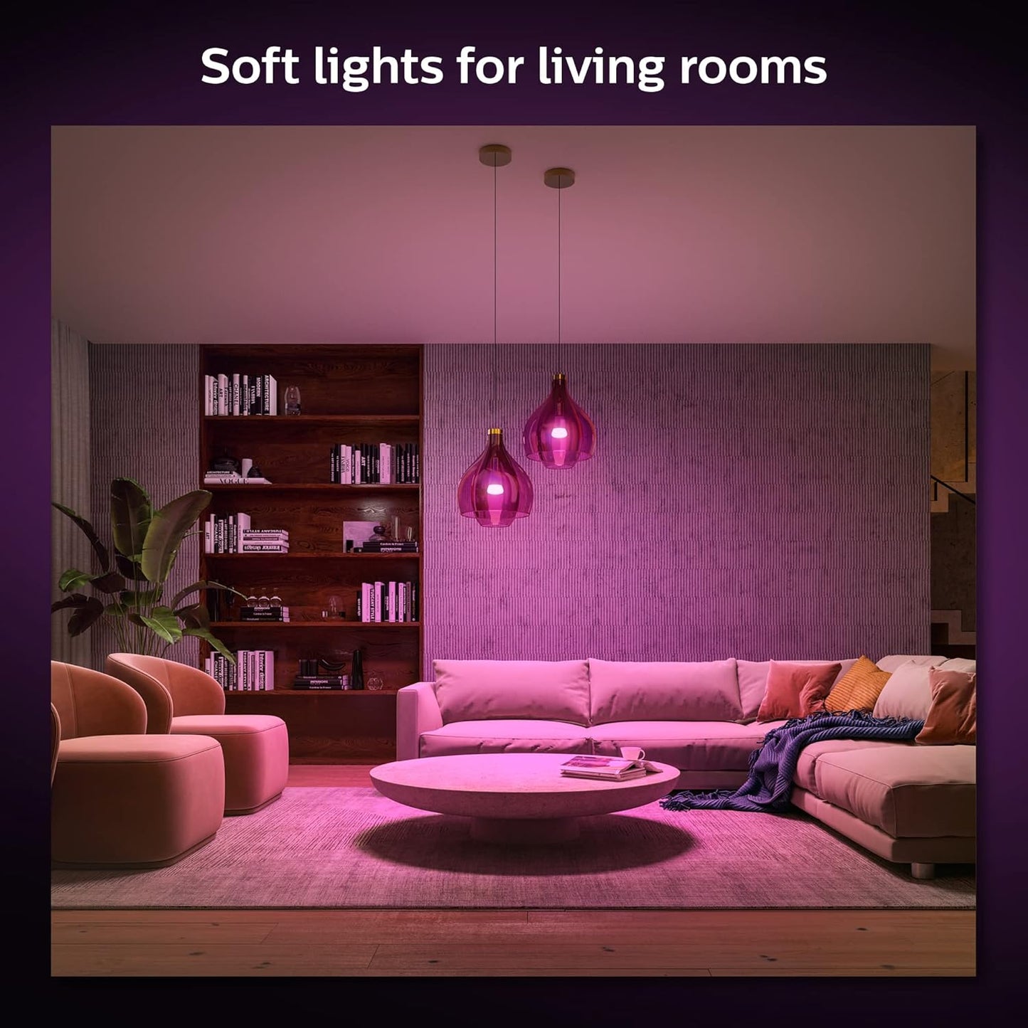 Philips Hue White and Colour Ambiance Smart Light Bulb 2 Pack 75W - 1100 Lumen [E27 Edison Screw] With Bluetooth. Works with Alexa, Google Assistant and Apple Homekit