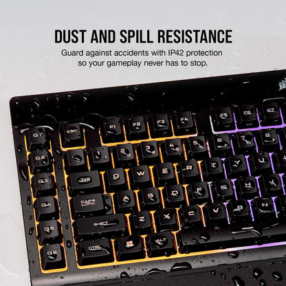 CORSAIR K55 RGB PRO Membrane Wired Gaming Keyboard – IP42 Dust and Spill-Resistant – 6 Macro Keys with Elgato Integration – iCUE Compatible – QWERTY UK – PC, Mac, Xbox – Black