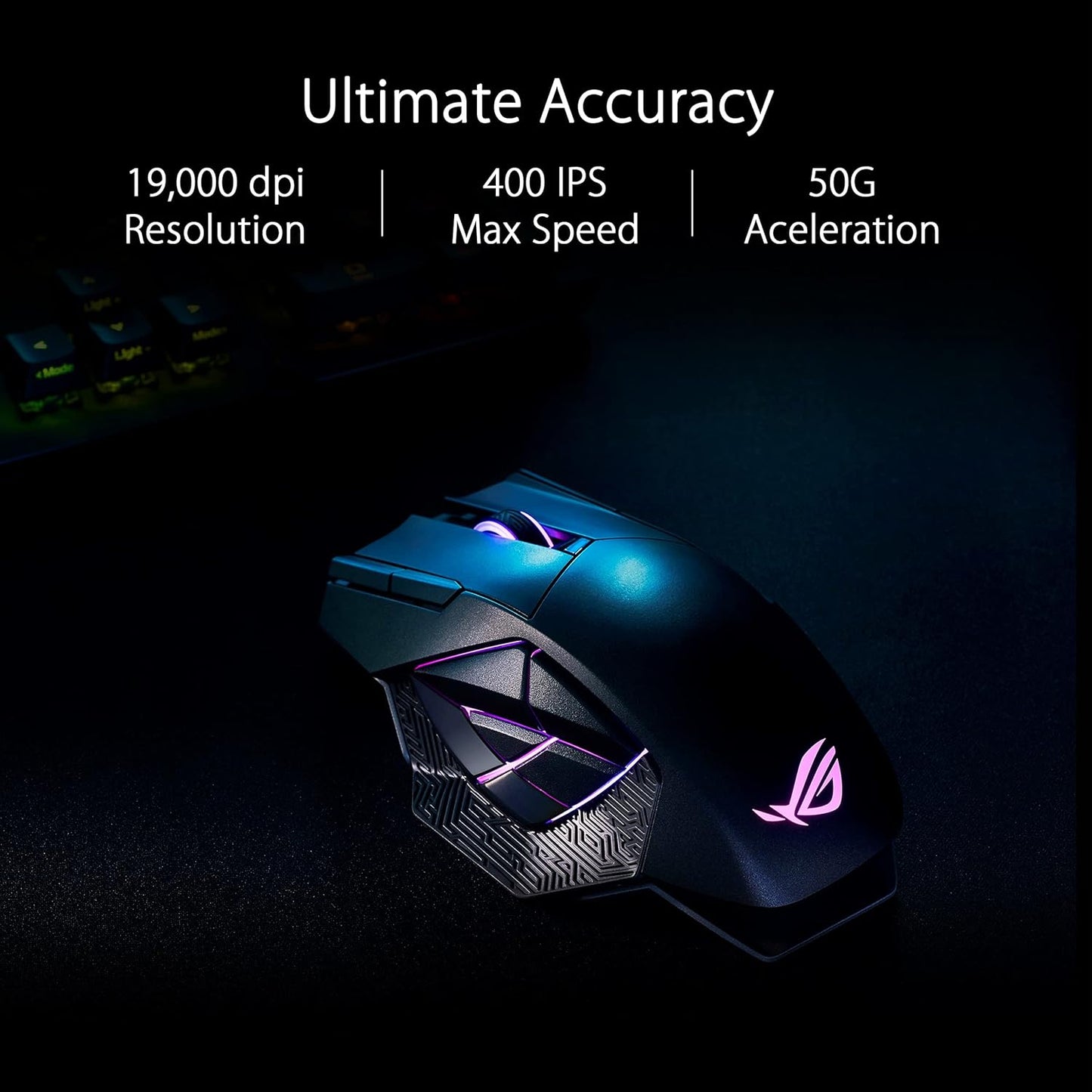 Asus ROG Harpe Ace Aim Lab Edition Wireless Gaming Mouse, 54 g Lightweight, 2.4GHz RF, Bluetooth, 36K DPI Sensor, 5 Buttons, ROG SpeedNova, ROG Omni Receiver, Esports & FPS Gaming, Black