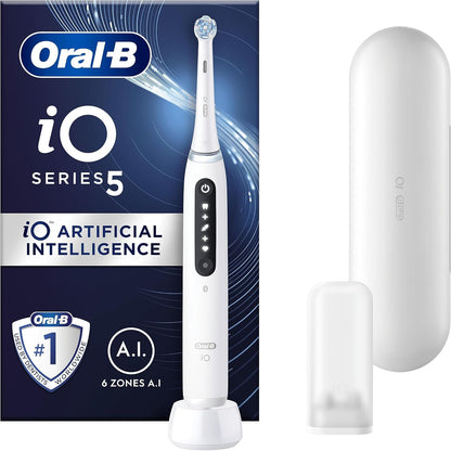 Oral-B iO5 Electric Toothbrushes For Adults, 1 Toothbrush Head & Travel Case, 5 Modes With Teeth Whitening, UK 2 Pin Plug, Pink