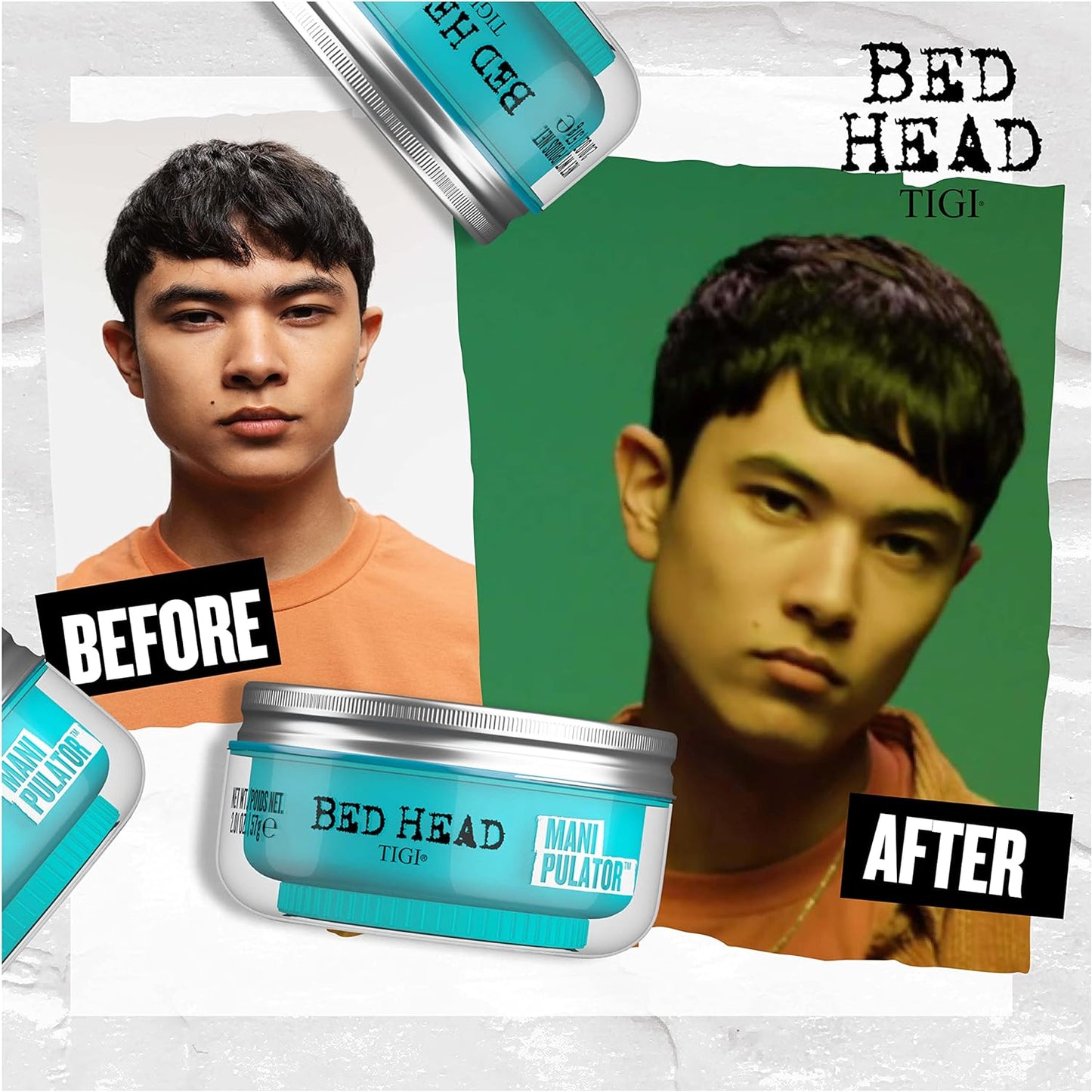 Bed Head by TIGI | Manipulator Texturising Hair Putty For Men and Women | Professional Strong Hold Hair Styling Product | For Short And Medium Hair | 57g