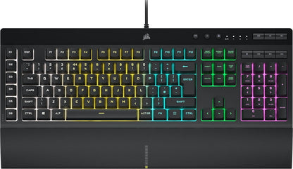 Corsair K55 CORE RGB Membrane Wired Gaming Keyboard – Quiet, Responsive Switches – Spill Resistance – Ten-Zone RGB – Media Keys – iCUE Compatible – QWERTY UK – PC, Mac – Black