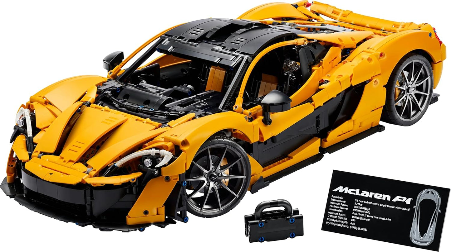 LEGO Technic McLaren P1 Hypercar Building Set, Scale Model Car Kit for Adults to Build, Collectible Vehicle with V8 Piston Engine and 7-Speed Gearbox, Gift for Men, Women, Him or Her 42172