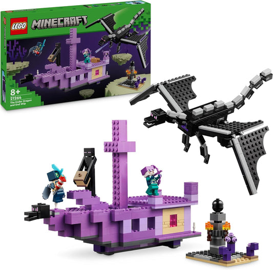 LEGO Minecraft The Ender Dragon and End Ship, Toy for 8 Plus Year Old boys & Girls, Features an Enderman Figure, Video-Game Building Set for Independent Play, Gamer Gifts for Kids 21264