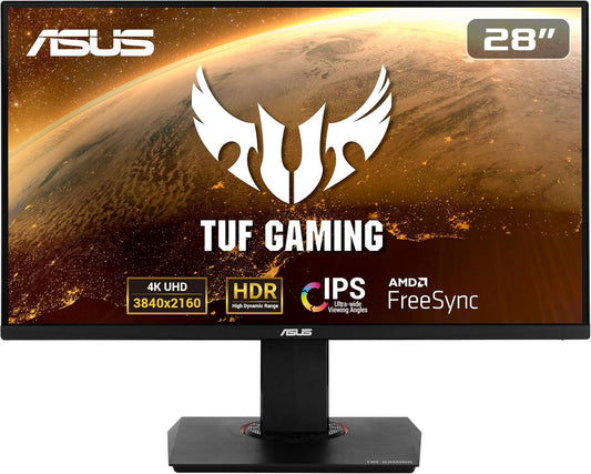 ASUS TUF Gaming 28 Inch Gaming Monitor, Model 90LM05B0-B01170 | 4K (3840x2160) | 90% DCI-P3 | DP, HDMI | FreeSync | Low Blue Light, Flicker Free, Shadow Boost | HDR 10