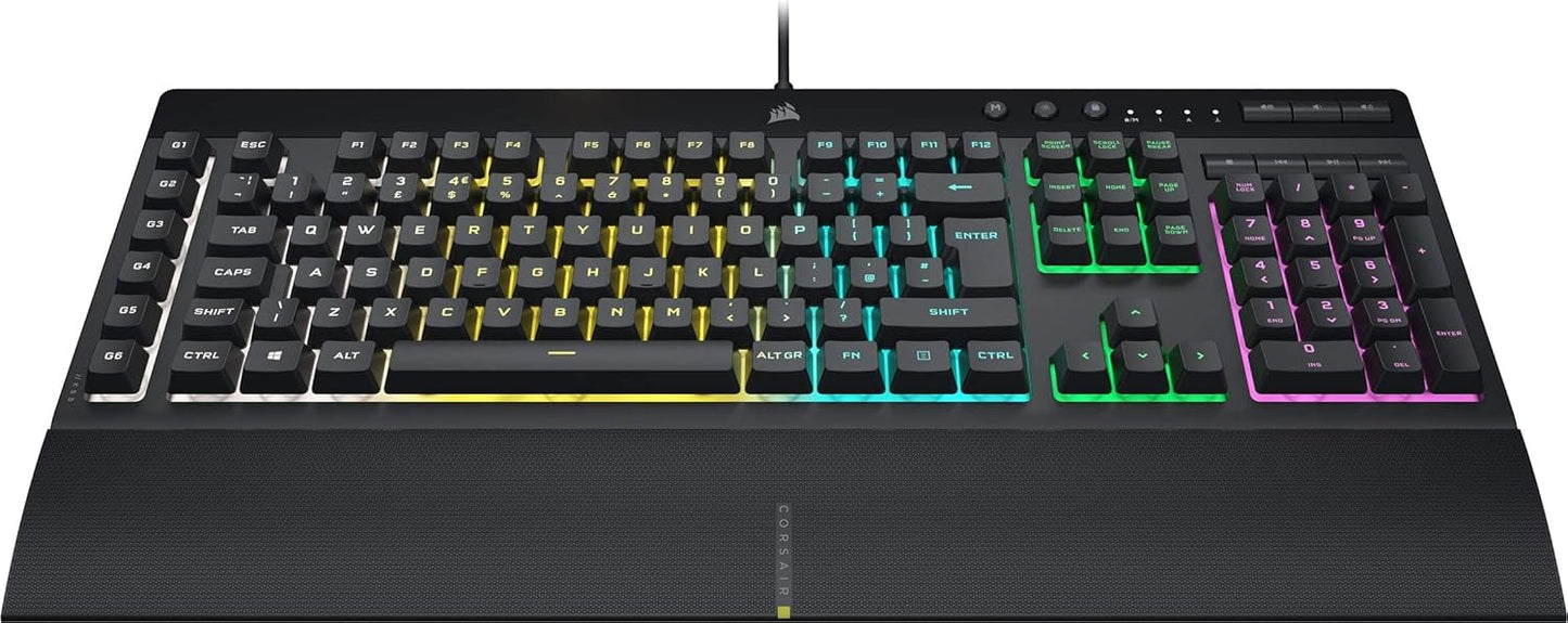 Corsair K55 CORE RGB Membrane Wired Gaming Keyboard – Quiet, Responsive Switches – Spill Resistance – Ten-Zone RGB – Media Keys – iCUE Compatible – QWERTY UK – PC, Mac – Black