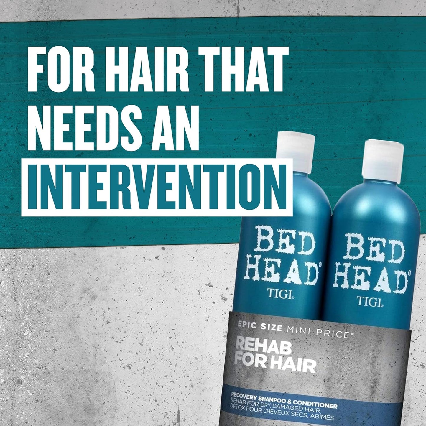 Bed Head by TIGI | Recovery Shampoo and Conditioner Set | Professional Moisturising Hair Repair Treatment | Ideal For Dry And Damaged Hair | 750 ml ( Pack of 2)