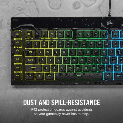 CORSAIR K55 RGB PRO Membrane Wired Gaming Keyboard – IP42 Dust and Spill-Resistant – 6 Macro Keys with Elgato Integration – iCUE Compatible – QWERTY UK – PC, Mac, Xbox – Black