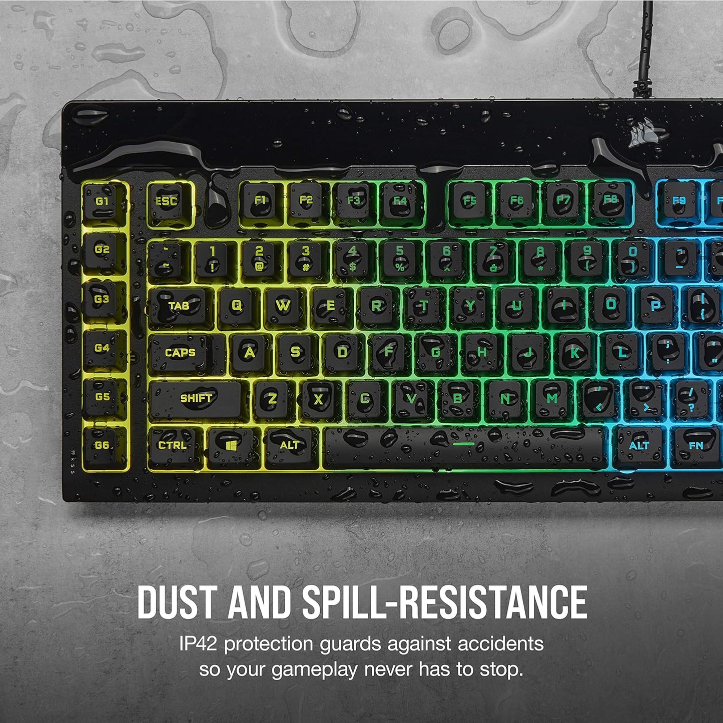 Corsair K55 CORE RGB Membrane Wired Gaming Keyboard – Quiet, Responsive Switches – Spill Resistance – Ten-Zone RGB – Media Keys – iCUE Compatible – QWERTY UK – PC, Mac – Black