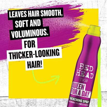 Bed Head by TIGI | Queen For a Day Thickening Hair Volume Spray | Professional Volumising Hair Products | Ideal For Fine, Flat And Thin Hair | 311ml, Packaging may vary