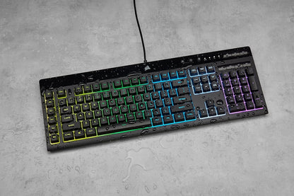 CORSAIR K55 RGB PRO Membrane Wired Gaming Keyboard – IP42 Dust and Spill-Resistant – 6 Macro Keys with Elgato Integration – iCUE Compatible – QWERTY UK – PC, Mac, Xbox – Black