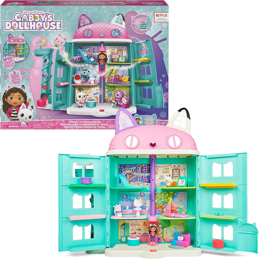 Gabby’s Dollhouse, Purrfect Dollhouse with 2 Toy Figures, 8 Furniture Pieces, 3 Accessories, 2 Deliveries and Sounds, Kids’ Toys for Ages 3 and above