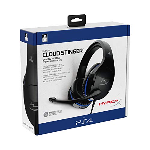 HyperX Cloud Stinger – Gaming Headset, Official PS4 Licensed for PlayStation4, Lightweight, Rotating Ear Cups, Memory Foam, Durability, Steel Sliders, Swivel-to-Mute Noise-Cancellation Microphone